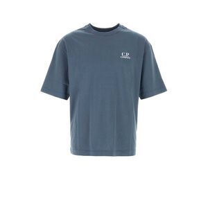 C.P. Company Men Denim Blue Cotton T-Shirt